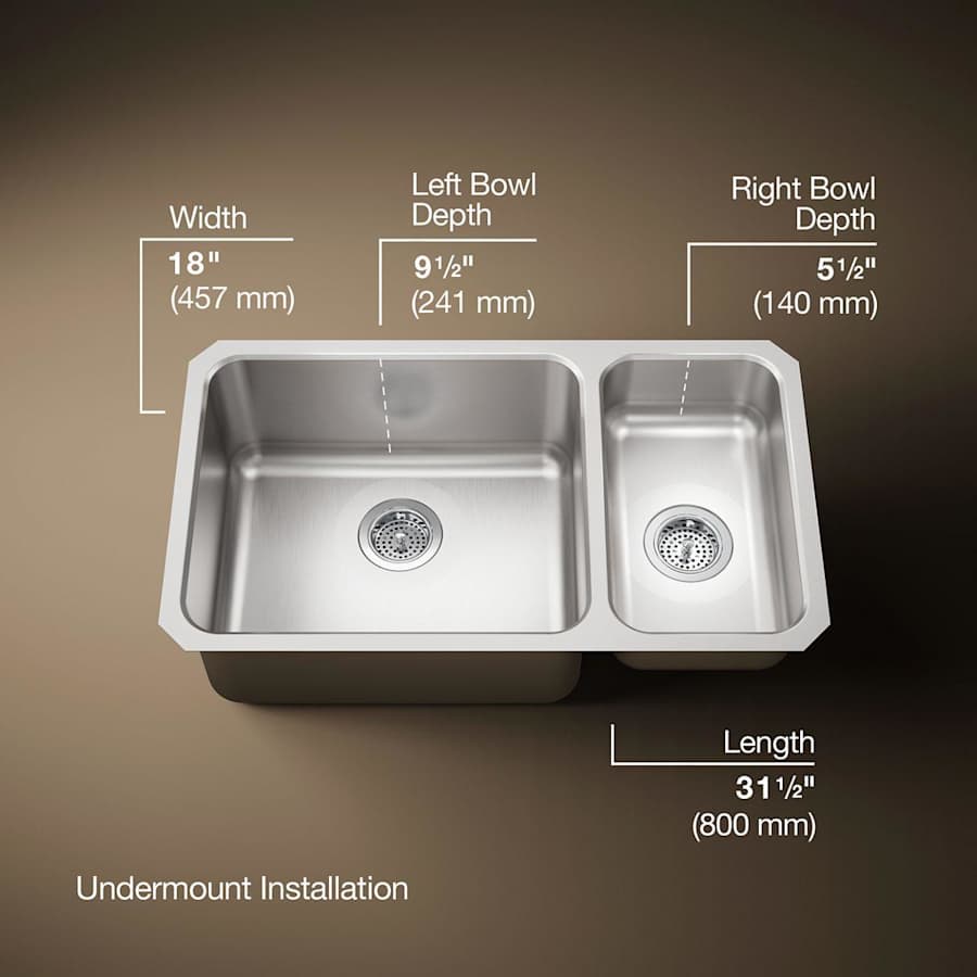 Undertone 32" Double Basin Under-Mount 18-Gauge Stainless Steel Kitchen Sink with SilentShield