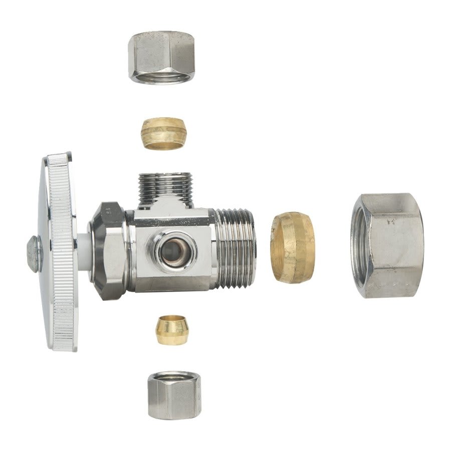 Multi Turn Dual Stop, 5/8 x 3/8 x 1/4 in, Comp, Chrome