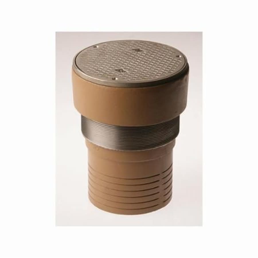 Cleanout With Top, 6 in Outlet, No Hub, 8-1/2 in Cover, Round, Nickel Bronze