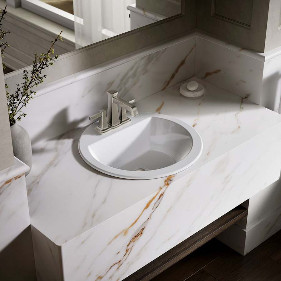 Bryant 18-7/8" Circular Vitreous China Drop In Bathroom Sink with Overflow and 3 Faucet Holes at 4" Centers
