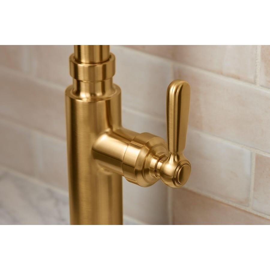 Edalyn™ by Studio McGee Bar Faucet, Deck Mount, 1 Lever Handle, 1-Hole, Vibrant Brushed Moderne Brass