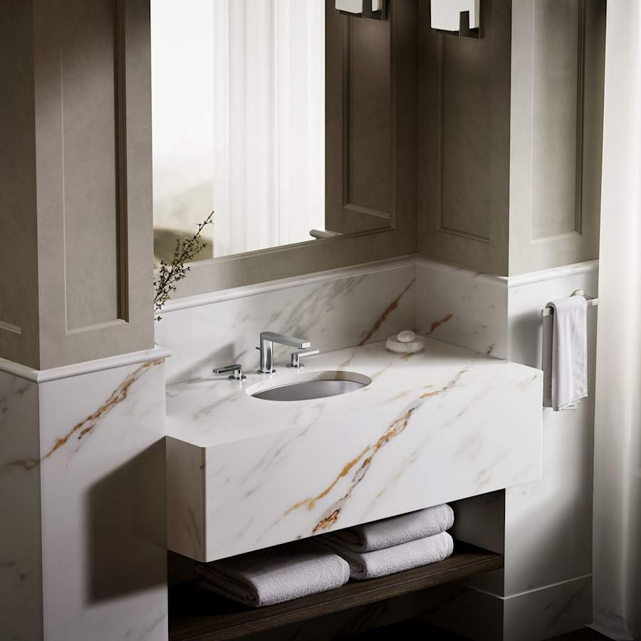 Bolero 15" Stainless Steel Drop In or Undermount Bathroom Sink