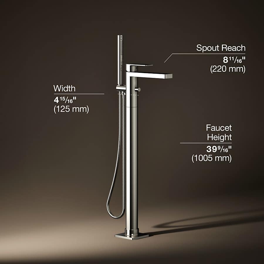 Parallel Floor Mounted Tub Filler - Includes Hand Shower