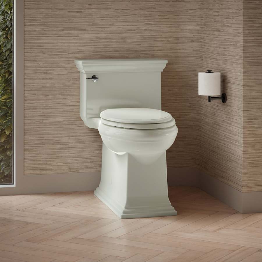 Memoirs 1.28 GPF Compact Elongated One-Piece Comfort Height Toilet with AquaPiston and Glenbury Quiet-Close Seat Included