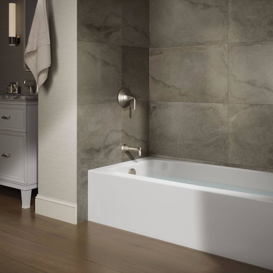 Entity 60" x 30" Three Wall Alcove Acrylic Soaking Tub with Left Drain