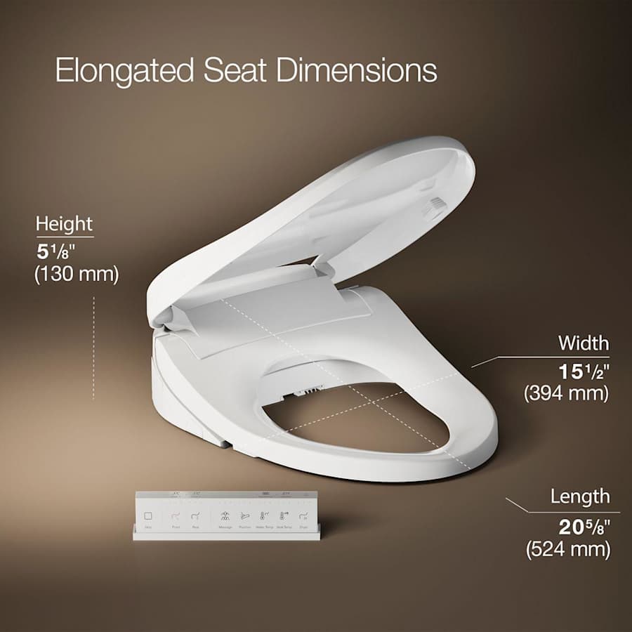 PureWash E820 Elongated Bidet Toilet Seat with Remote Control, Heated Seat, Adjustable Water Temperature, Self-Cleaning UV Technology, Warm-Air Drying System, Automatic Deodorization, and LED Night Light