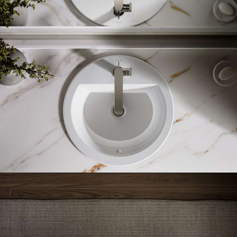 Bryant 18-7/8" Circular Vitreous China Drop In Bathroom Sink with Overflow and Single Faucet Hole