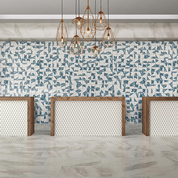 Rice Bianco Deco Blossom Square 6X6 Glossy