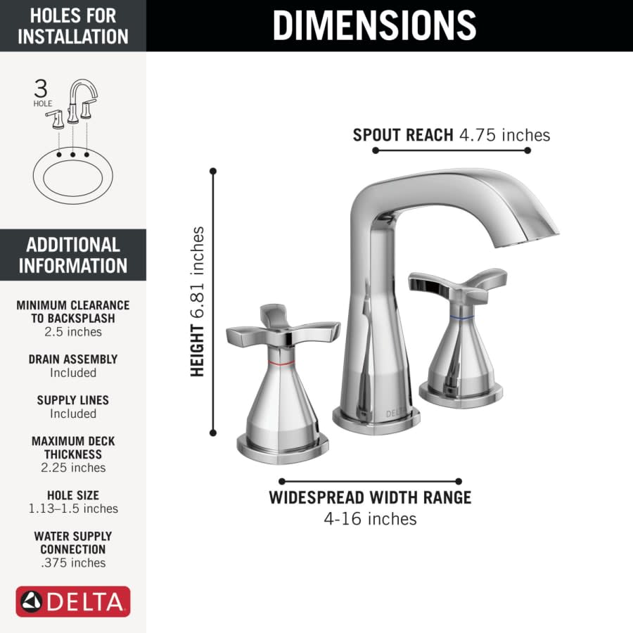 Stryke 1.2 GPM Widespread Bathroom Faucet with Pop-Up Drain Assembly and Diamond Seal Technology