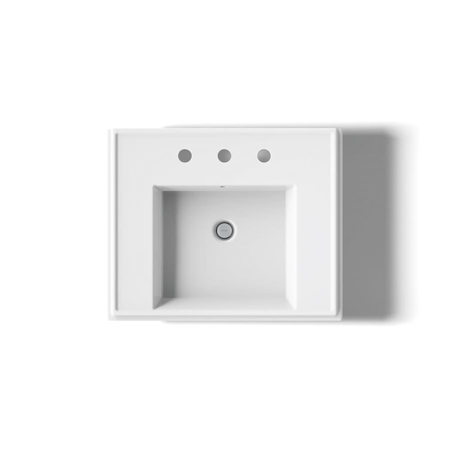 Tresham 14-1/4" Fireclay Pedestal Bathroom Sink with 3 Holes Drilled and Overflow