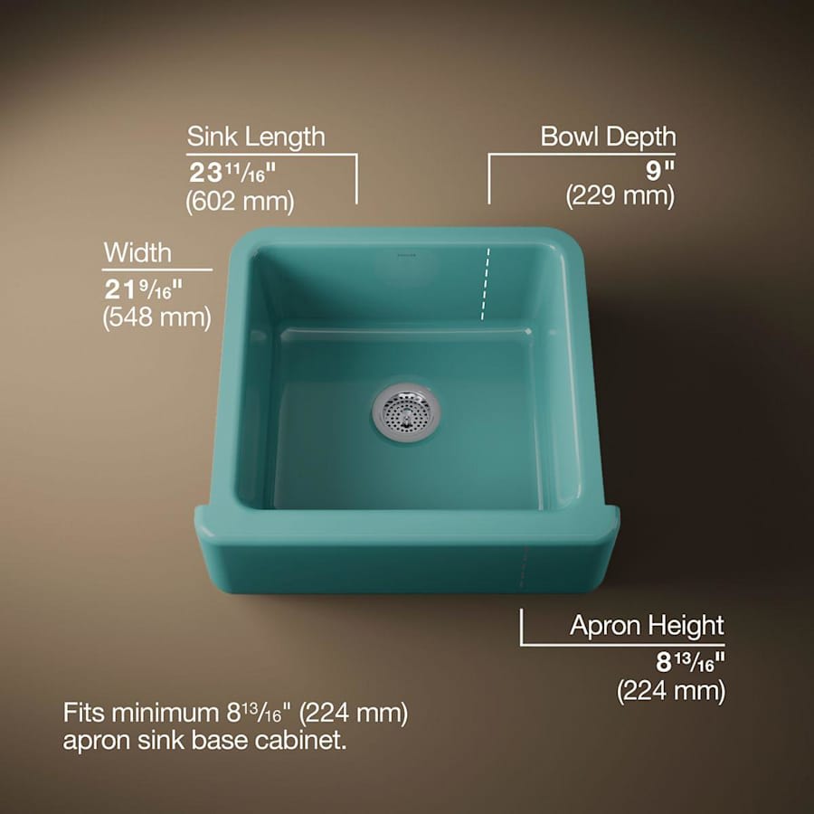 Whitehaven 23-1/2" Self-Trimming Farmhouse Single Basin Enameled Cast Iron Kitchen Sink