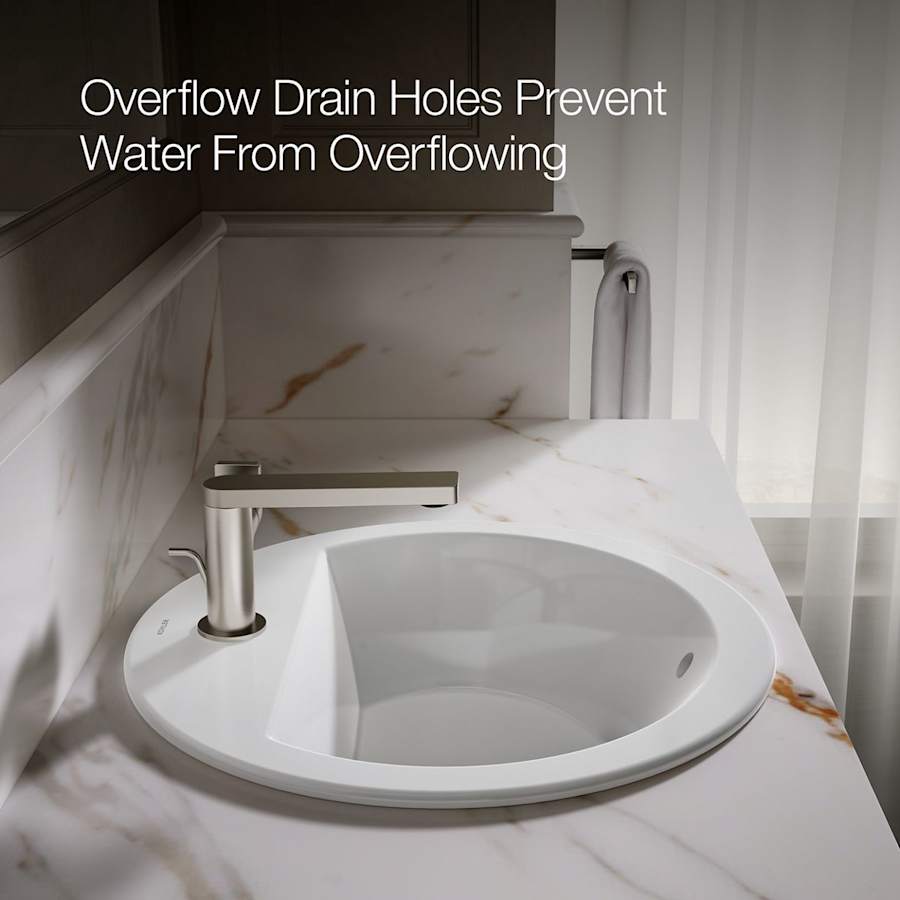Bryant 18-7/8" Circular Vitreous China Drop In Bathroom Sink with Overflow and Single Faucet Hole