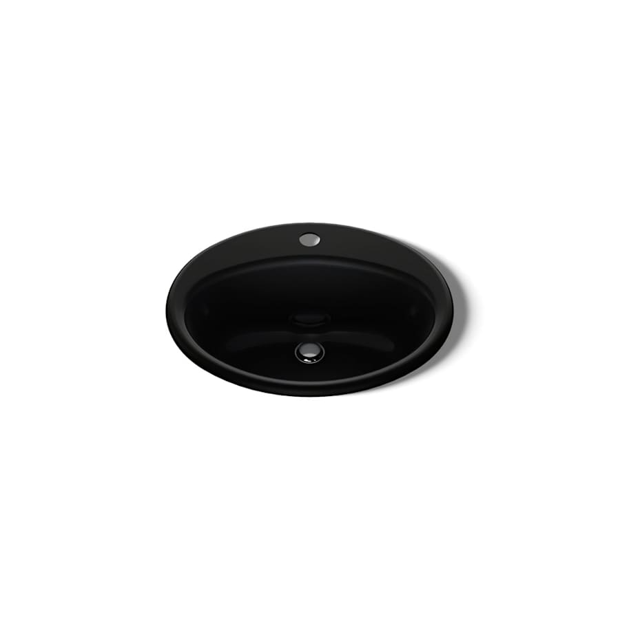 Farmington 19-1/4" Oval Cast Iron Drop In Bathroom Sink with Overflow and Single Faucet Hole