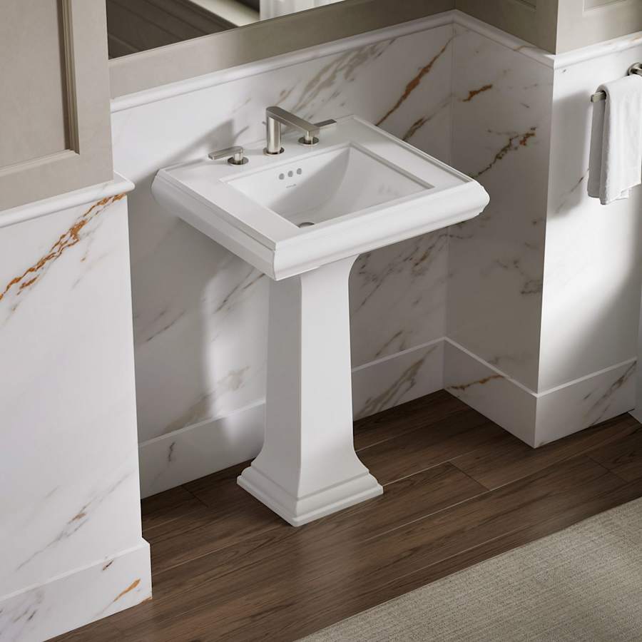 Memoirs Classic 24" Fireclay Pedestal Bathroom Sink with 3 Holes Drilled and Overflow