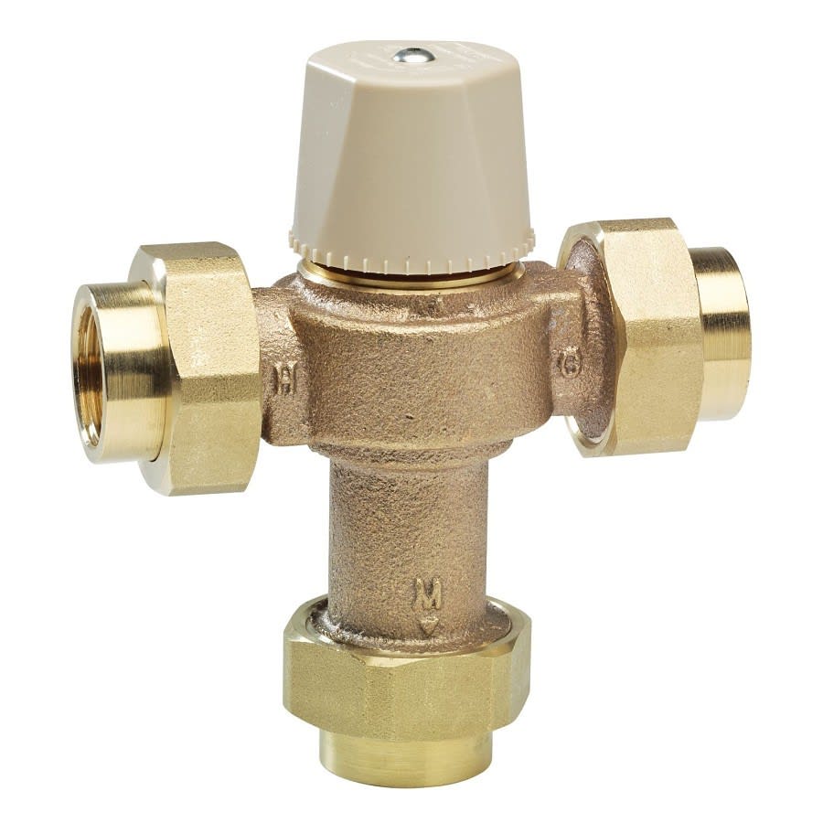 LFMMV Mixing Valve, 1/2 in, Union FNPT, Bronze, Rough Bronze