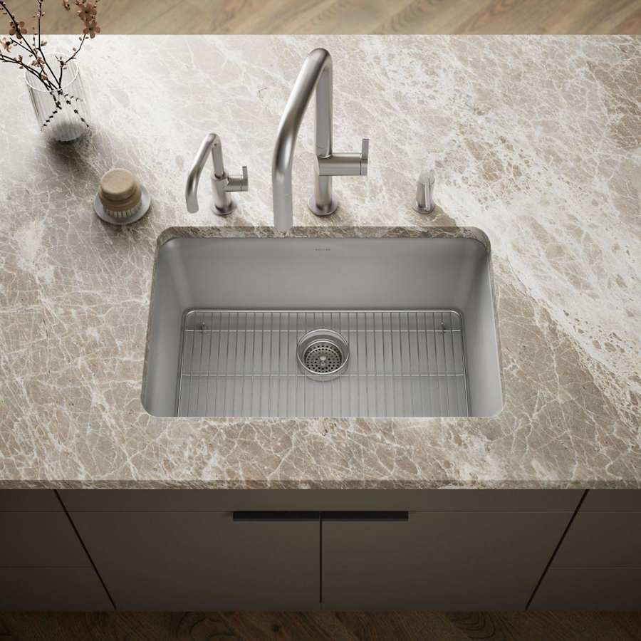 Cairn 27-1/2" Undermount Single Bowl Neoroc Granite Composite Kitchen Sink with Bottom Sink Rack