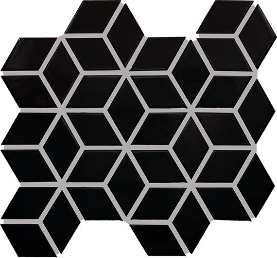 Color Wheel Retro Matte Black Arabesque 3X3 Matte