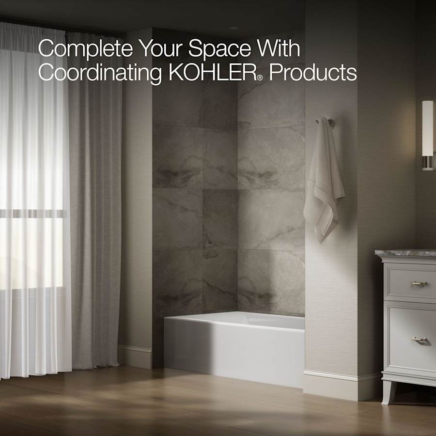 Entity 60" x 30" Three Wall Alcove Acrylic Soaking Tub with Right Drain