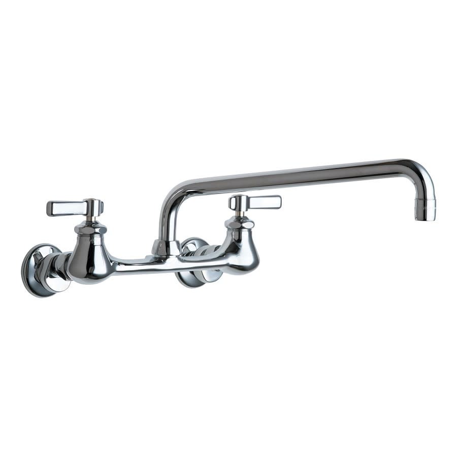 Kitchen Faucet, Wall Mount, ADA, 2 Lever Handle, 2-Hole, Polished Chrome