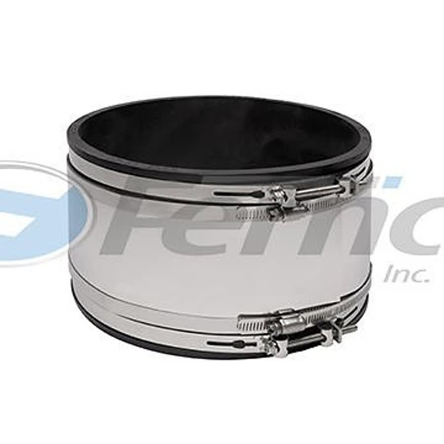 Shielded Transition Coupling, 8 in, PVC/Stainless Steel