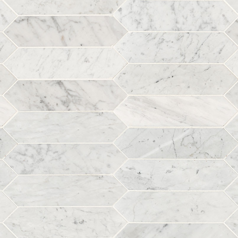 Carrara White Picket Honed