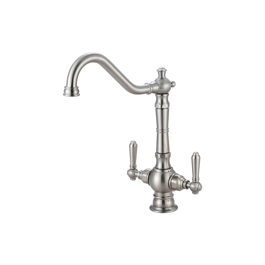 Americana Kitchen Faucet, Deck Mount, ADA, 2 Lever Handles, 1-Hole, PVD Brushed Nickel