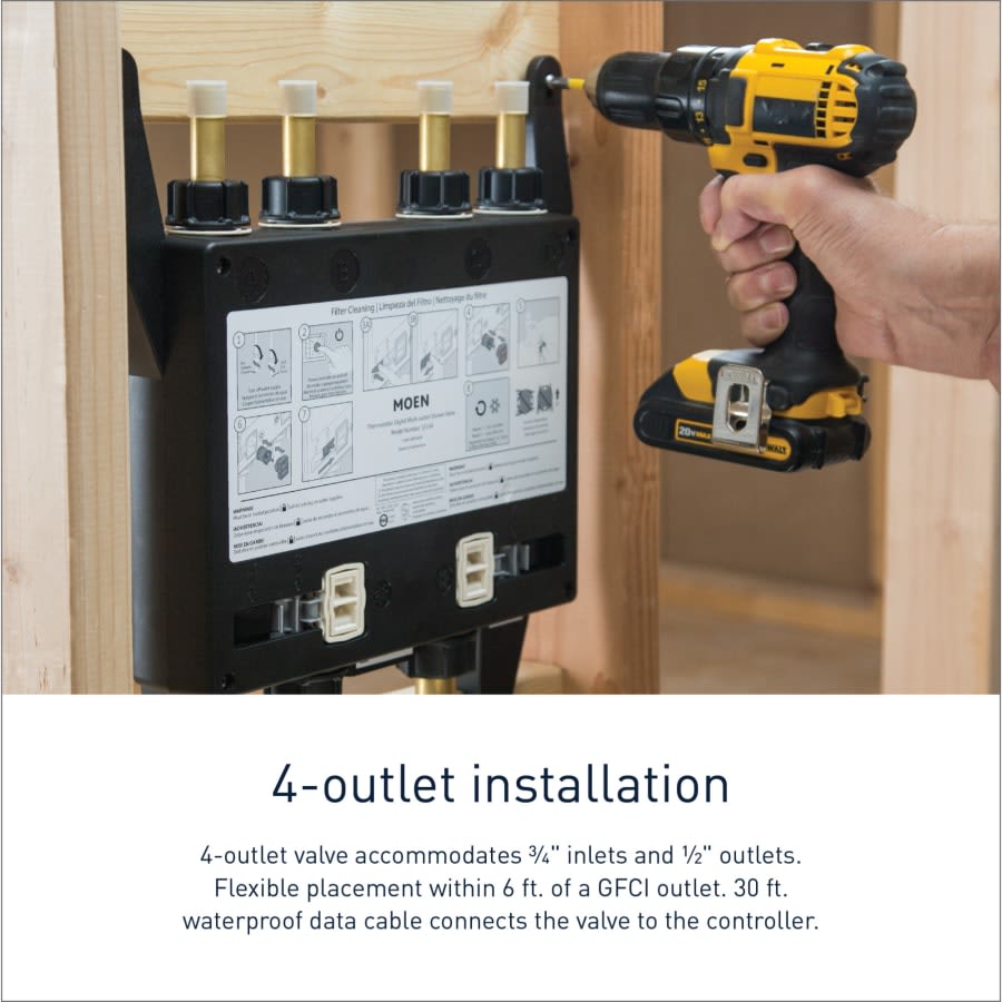 Moen Smart Shower 4-Outlet Digital Thermostatic Shower Valve with 3/4" Connections