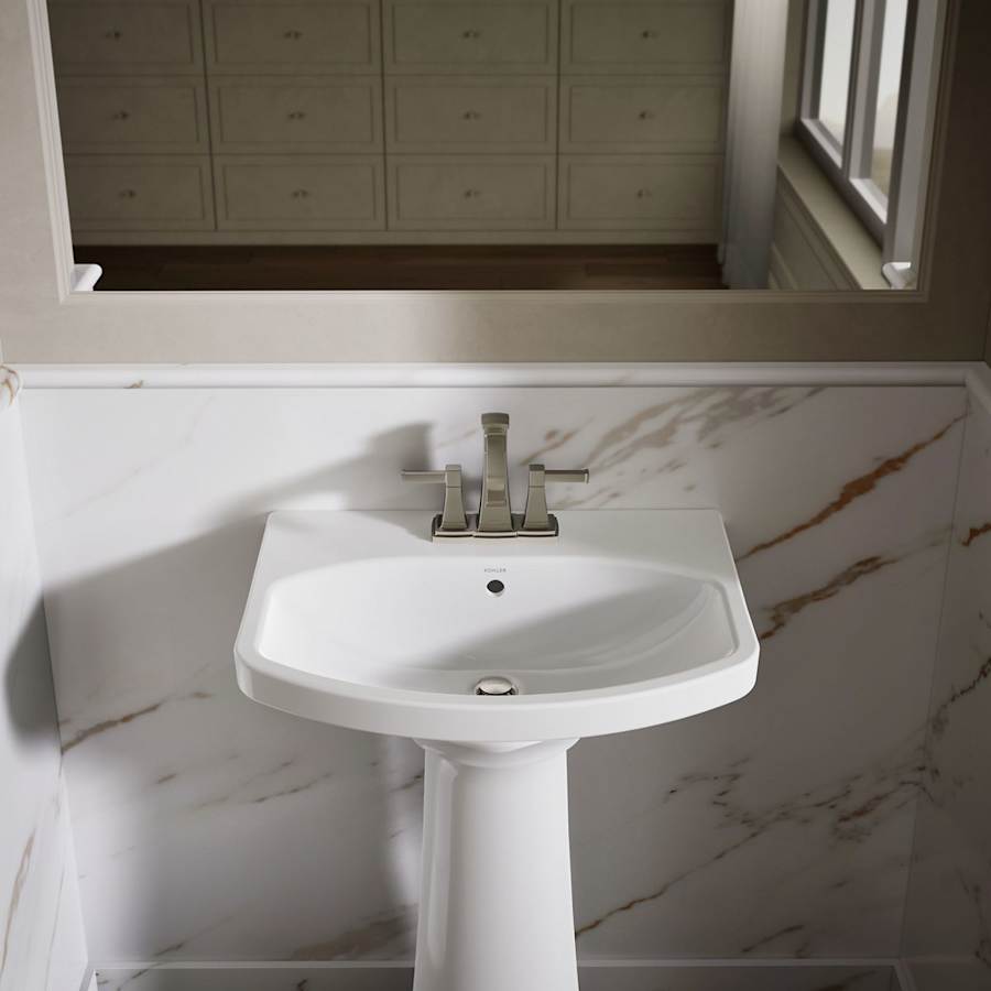 Cimarron 21" Pedestal Bathroom Sink with 3 Holes Drilled and Overflow