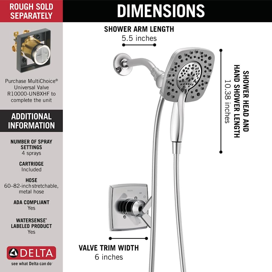 Ashlyn Monitor 17 Series Dual Function Pressure Balanced Shower Only with In2ition and Integrated Volume Control - Less Rough-In Valve