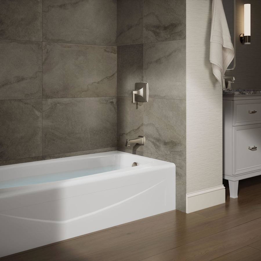 Villager Collection 60" Cast Iron Soaking Bathtub for Three Wall Alcove Installations with Right Hand Drain