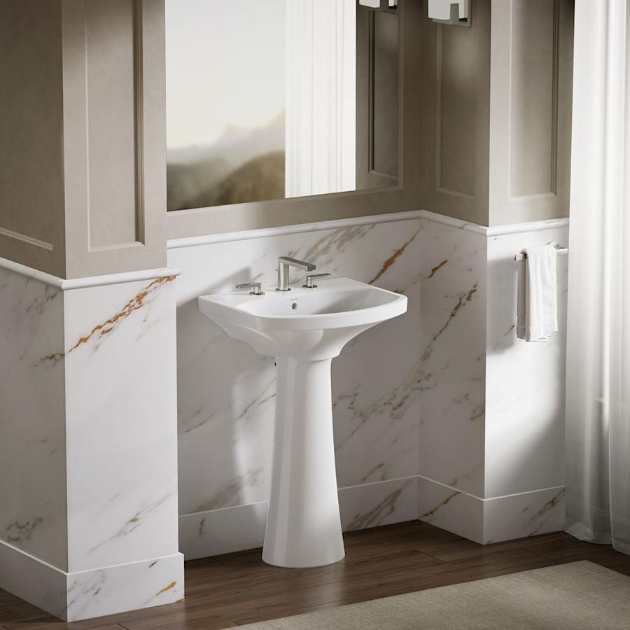Cimarron 21" Pedestal Bathroom Sink with 3 Holes Drilled and Overflow