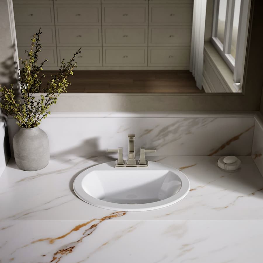 Bryant 20-1/8" Oval Vitreous China Drop In Bathroom Sink with Overflow and 3 Faucet Holes at 4" Centers