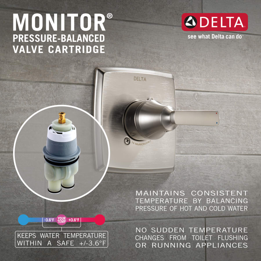 Nicoli Monitor 14 Series Single Function Pressure Balanced Shower - Rough-in Included