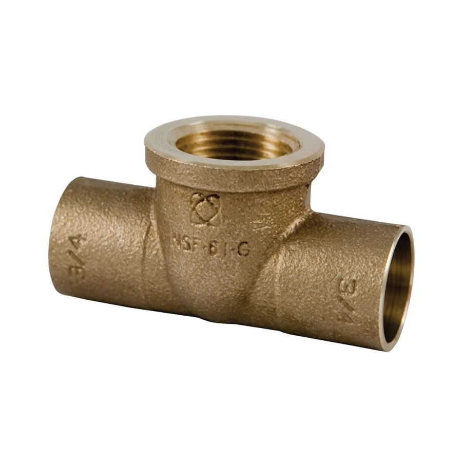 Tee, 3/4 in, C x C x FNPT, Copper