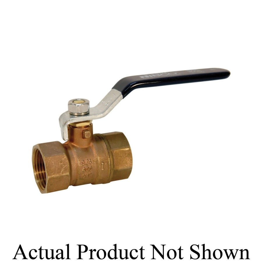2-Piece Ball Valve, 1-1/2 in, FNPT, Standard Port, Plated Brass Ball, Bronze