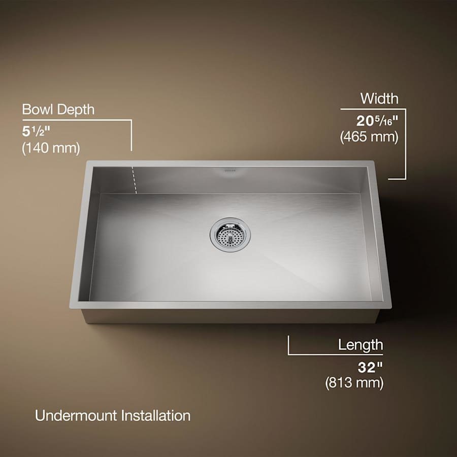 Vault Stainless Steel 32" Undermount Single Bowl Kitchen Sink
