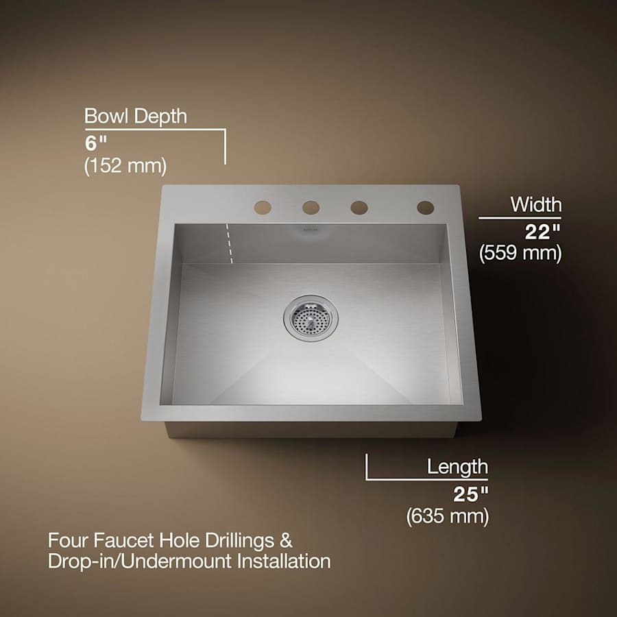 Vault 25" Single Basin Top-Mount/Under-Mount 18-Gauge Stainless Steel Kitchen Sink with SilentShield