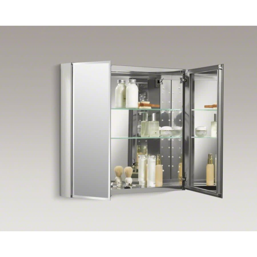 30" x 26" Double Door Reversible Hinge Frameless Mirrored Medicine Cabinet
