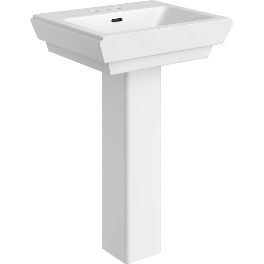 22-7/8" Rectangular Vitreous China Pedestal Bathroom Sink with Overflow and 3 Faucet Holes at 4" Centers