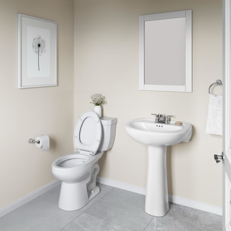 Lisbon Valley 24" Oval Vitreous China Pedestal Bathroom Sink with Overflow and 3 Faucet Holes at 4" Centers