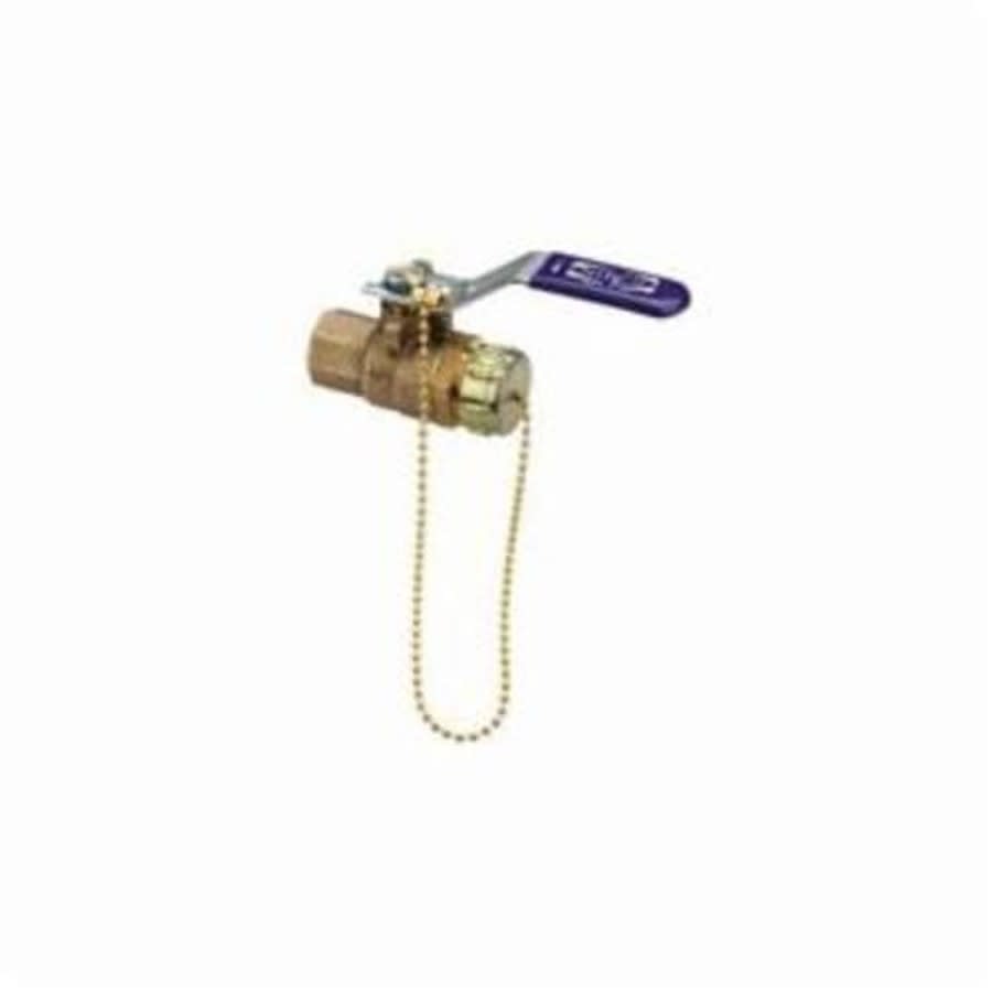 2-Piece Ball Valve, 1/2 x 3/4 in, FNPT x Male Hose Thread, Full Port, Plated Brass Ball, Bronze