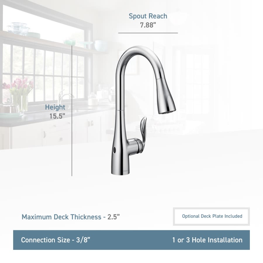 Arbor Pull-Down High Arc Kitchen Faucet with MotionSenseâ¢, Power Cleanâ¢, and Reflex⢠Technology - Includes Escutcheon Plate