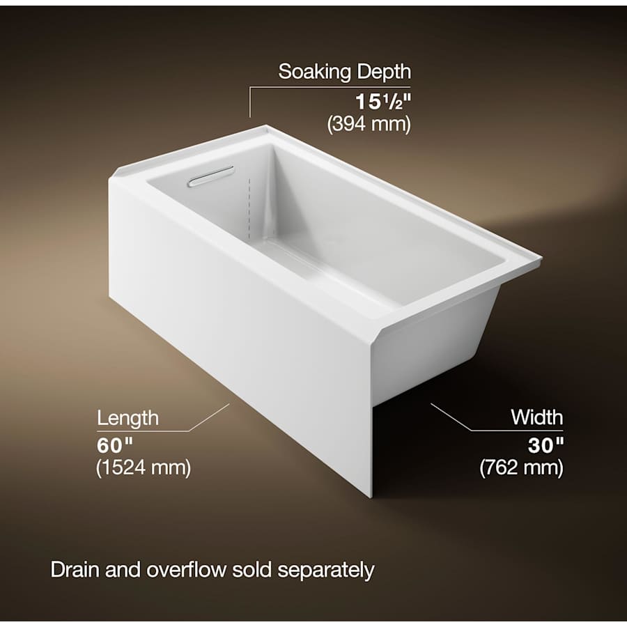 Underscore 60" X 30" Alcove Soaking Bathtub with Integral Apron, Integral Flange, and Left-Hand Drain