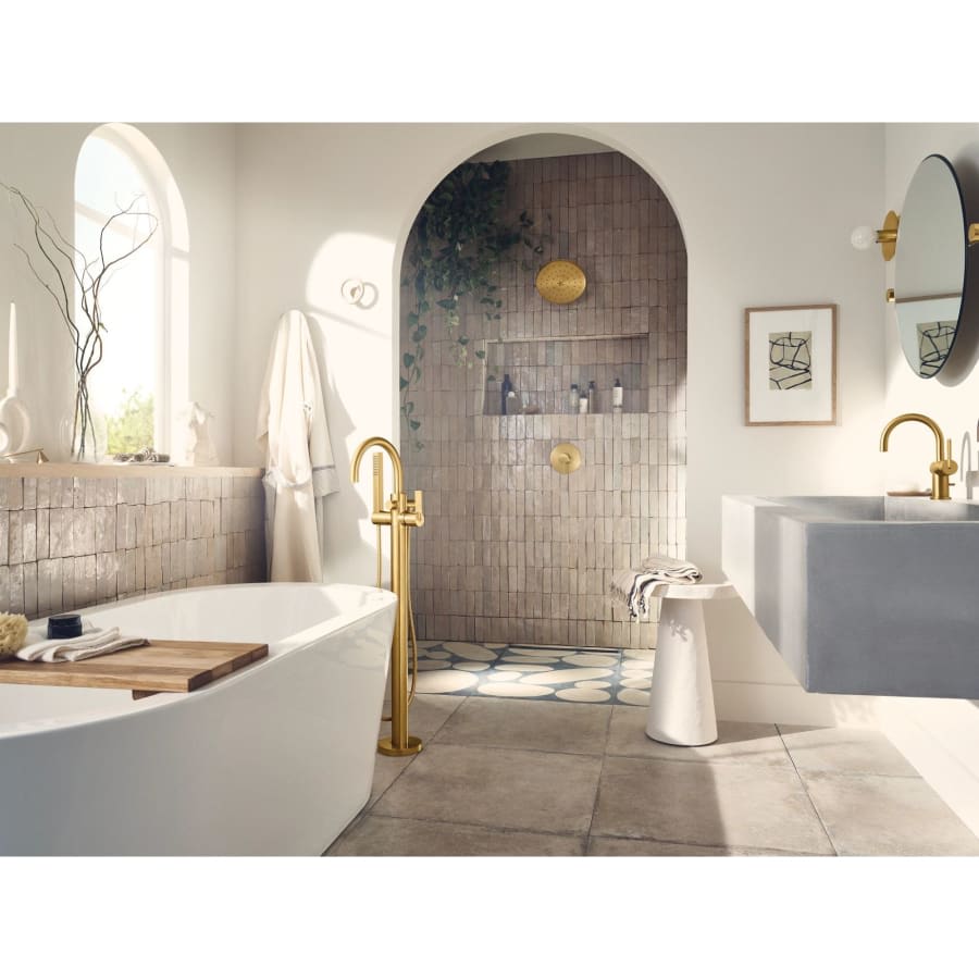 Cia Floor Mounted Tub Filler with Built-In Diverter - Includes Hand Shower