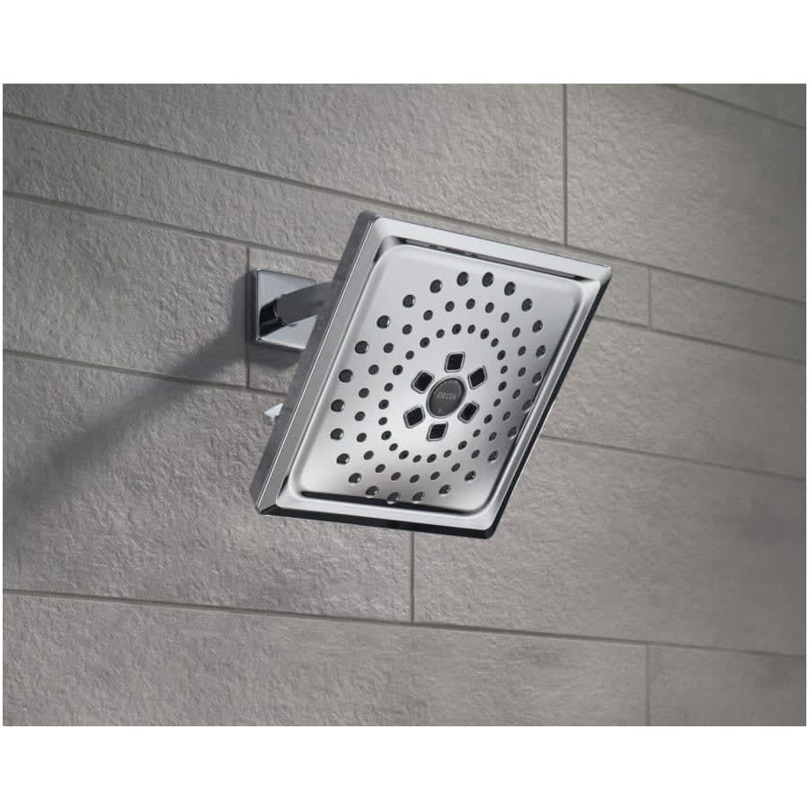 Universal Showering 7-5/8" Square 1.75 GPM Shower Head Full Spray Pattern with Touch Clean and H2Okinetic Technology