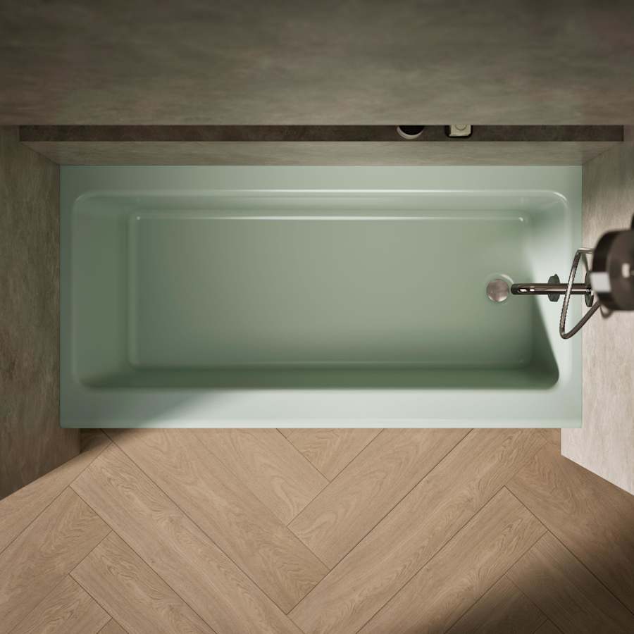 Bellwether Bath Tub 60" L x 30 1/4" W Cast Iron Soaking for Three Wall Alcove Installations with Integral Apron and Right Drain