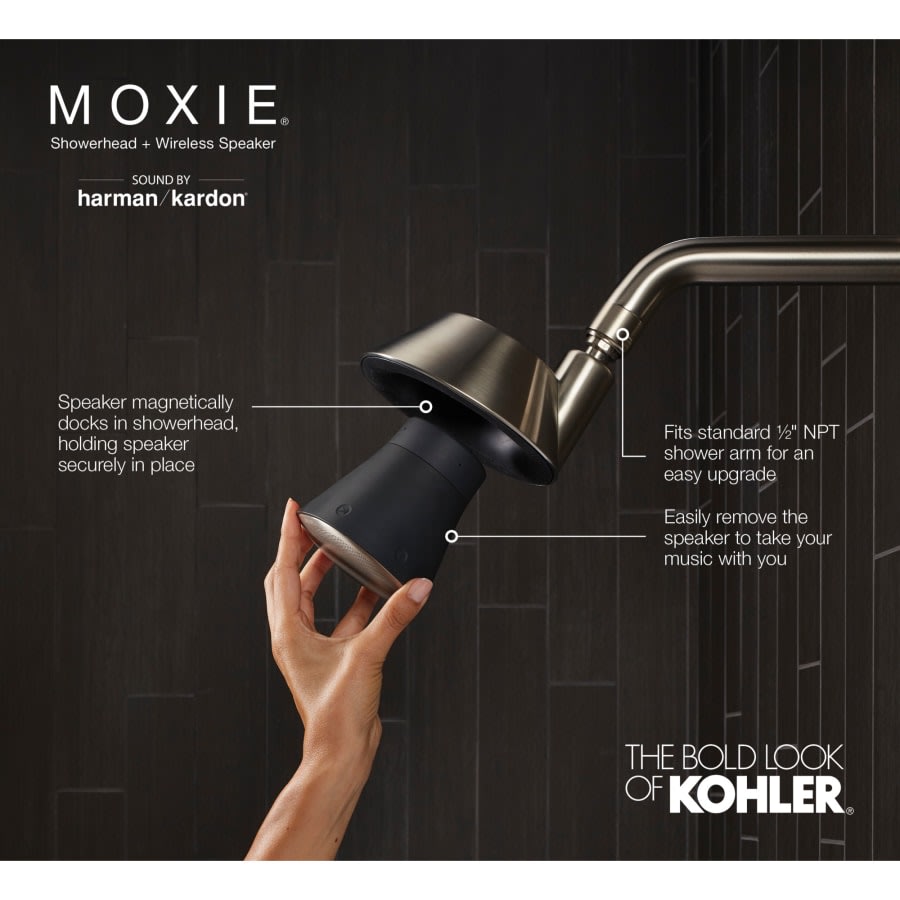 Moxie 1.75 GPM Single Function Shower Head with Bluetooth Technology