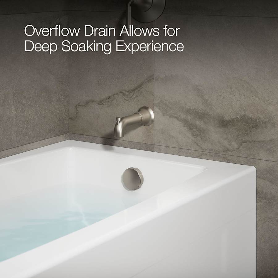 Entity 60" x 30" Three Wall Alcove Acrylic Soaking Tub with Right Drain