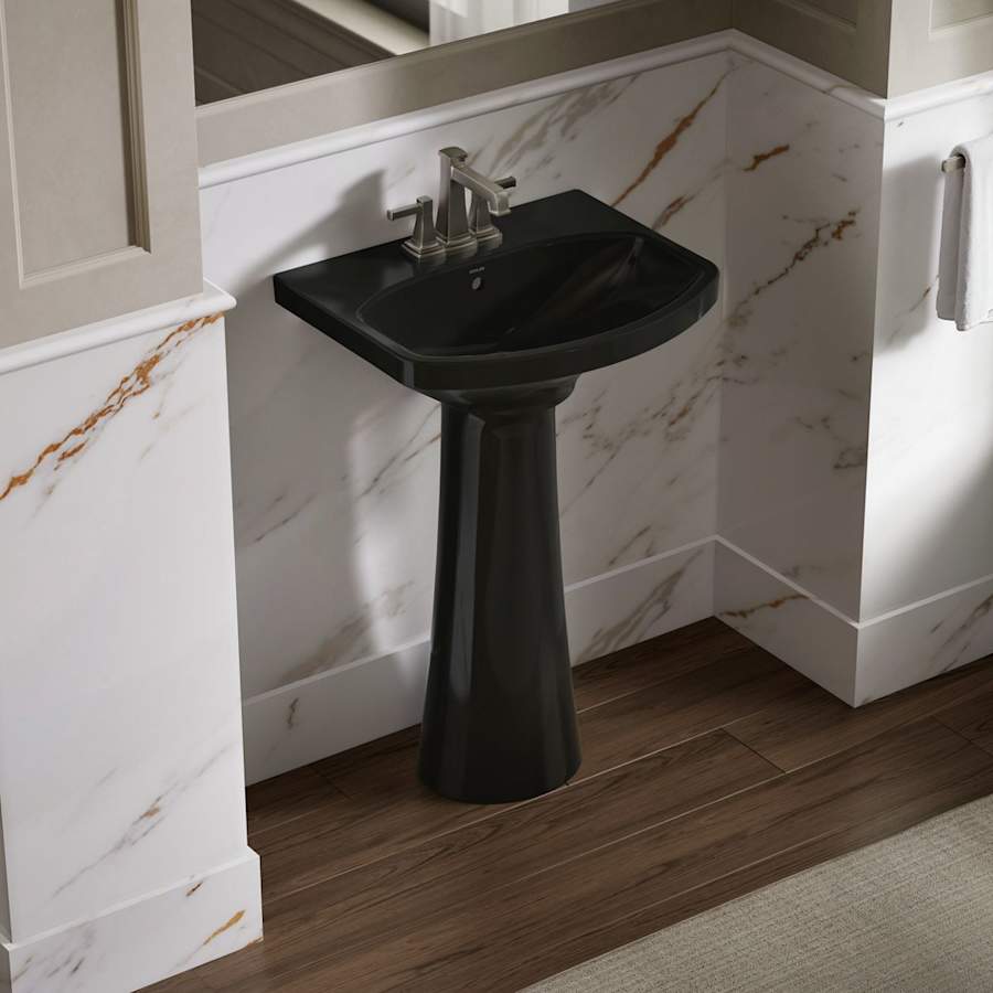 Cimarron 21" Pedestal Bathroom Sink with 3 Holes Drilled and Overflow
