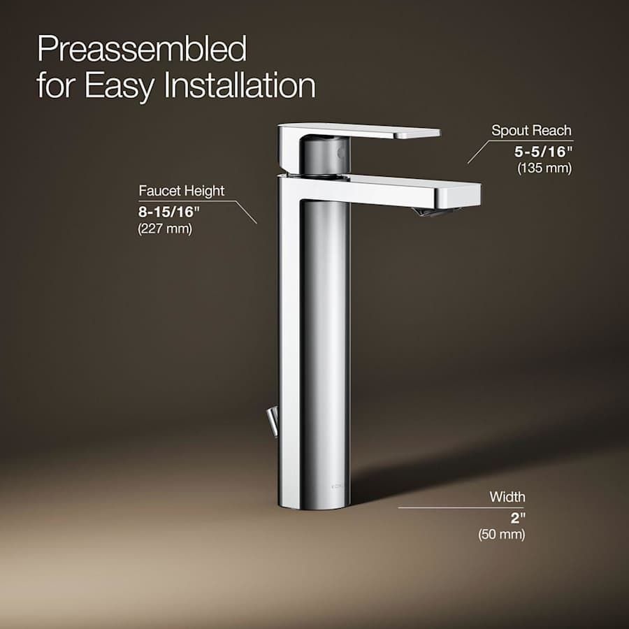 Parallel 0.5 GPM Single Hole Bathroom Faucet with Pop-Up Drain Assembly